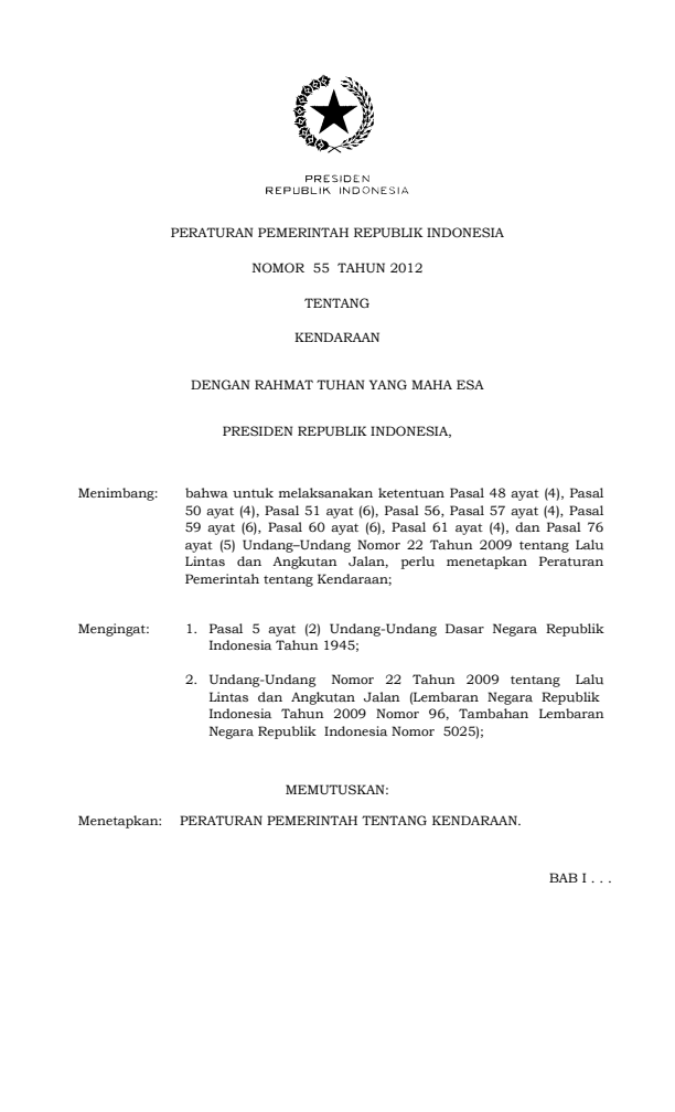 Peraturan Pemerintah Nomor 55 Tahun 2012