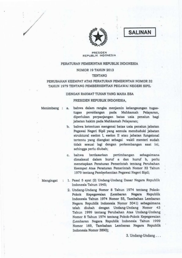 Peraturan Pemerintah Nomor 19 Tahun 2013