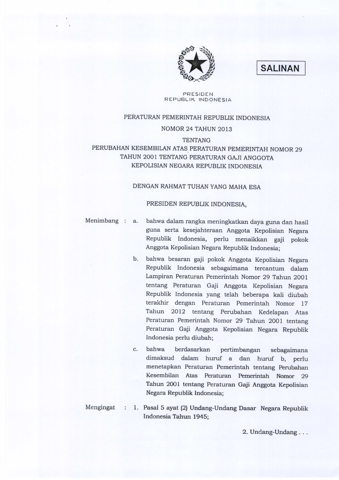 Peraturan Pemerintah Nomor 24 Tahun 2013