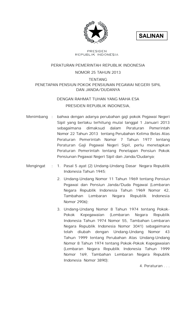 Peraturan Pemerintah Nomor 25 Tahun 2013