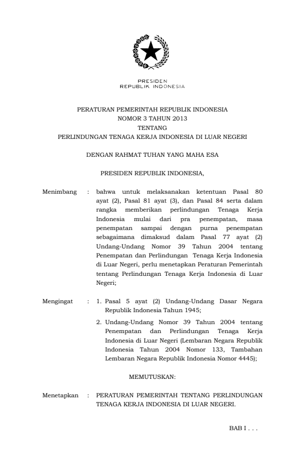 Peraturan Pemerintah Nomor 3 Tahun 2013