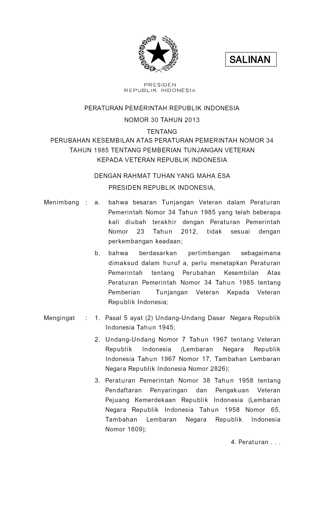 Peraturan Pemerintah Nomor 30 Tahun 2013