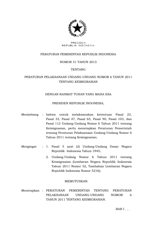 Peraturan Pemerintah Nomor 31 Tahun 2013