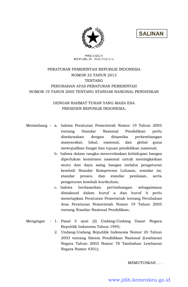 Peraturan Pemerintah Nomor 32 Tahun 2013