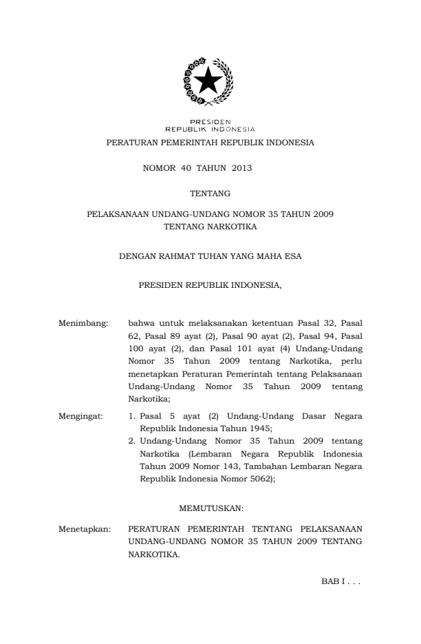 Peraturan Pemerintah Nomor 40 Tahun 2013