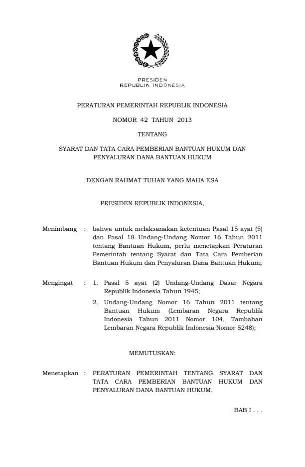 Peraturan Pemerintah Nomor 42 Tahun 2013