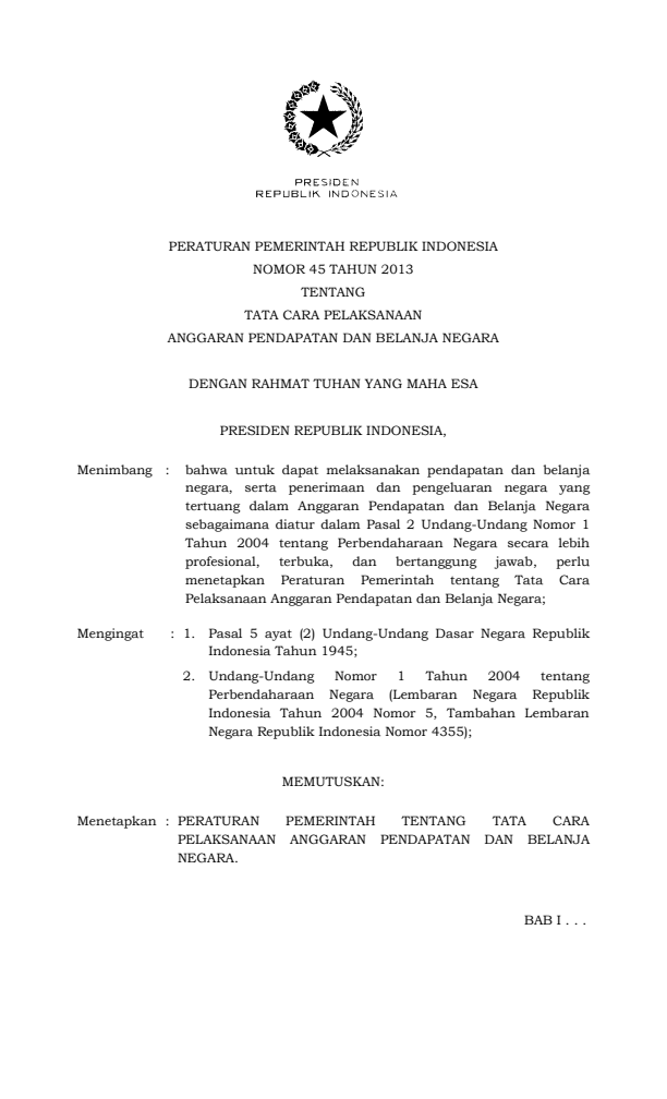 Peraturan Pemerintah Nomor 45 Tahun 2013