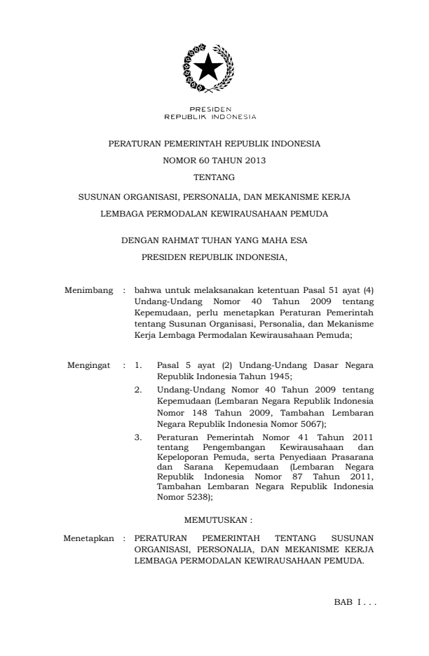 Peraturan Pemerintah Nomor 60 Tahun 2013