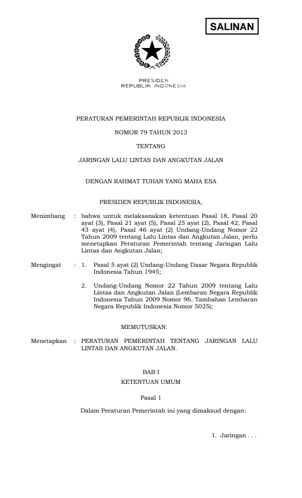 Peraturan Pemerintah Nomor 79 Tahun 2013