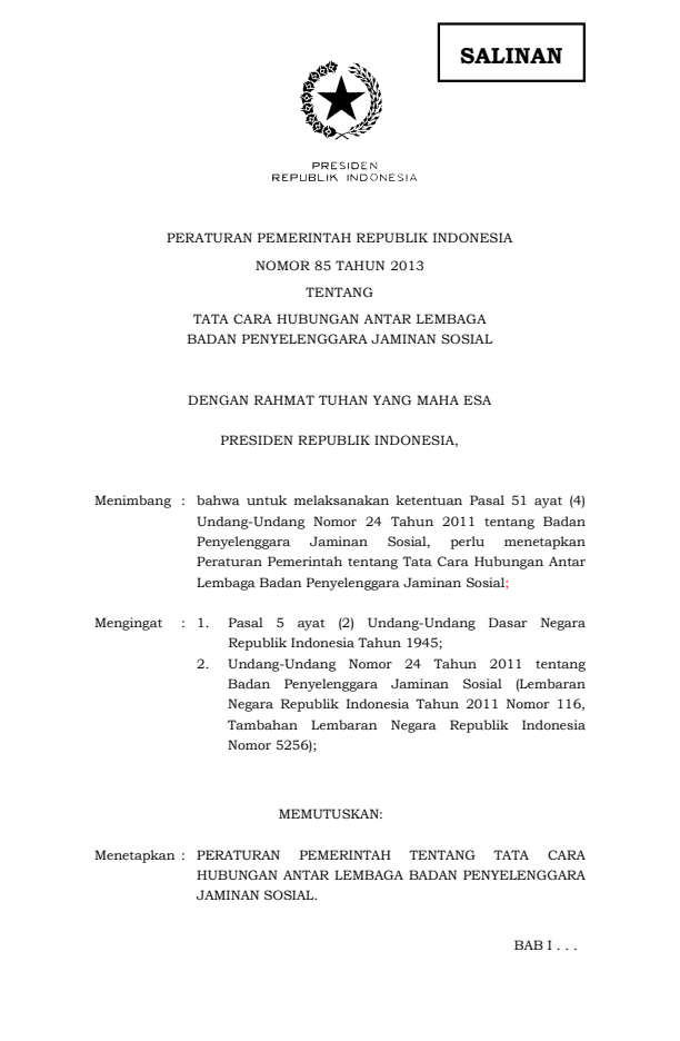 Peraturan Pemerintah Nomor 85 Tahun 2013