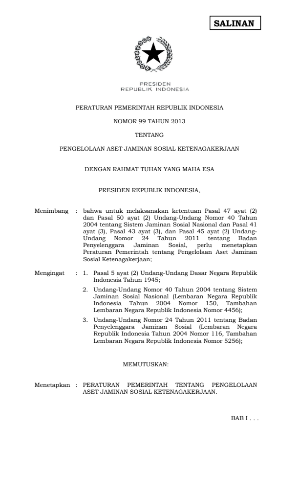 Peraturan Pemerintah Nomor 99 Tahun 2013