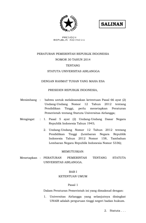 Peraturan Pemerintah Nomor 30 Tahun 2014