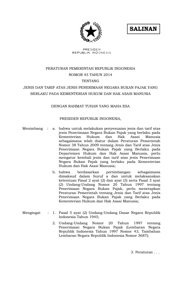 Peraturan Pemerintah Nomor 45 Tahun 2014