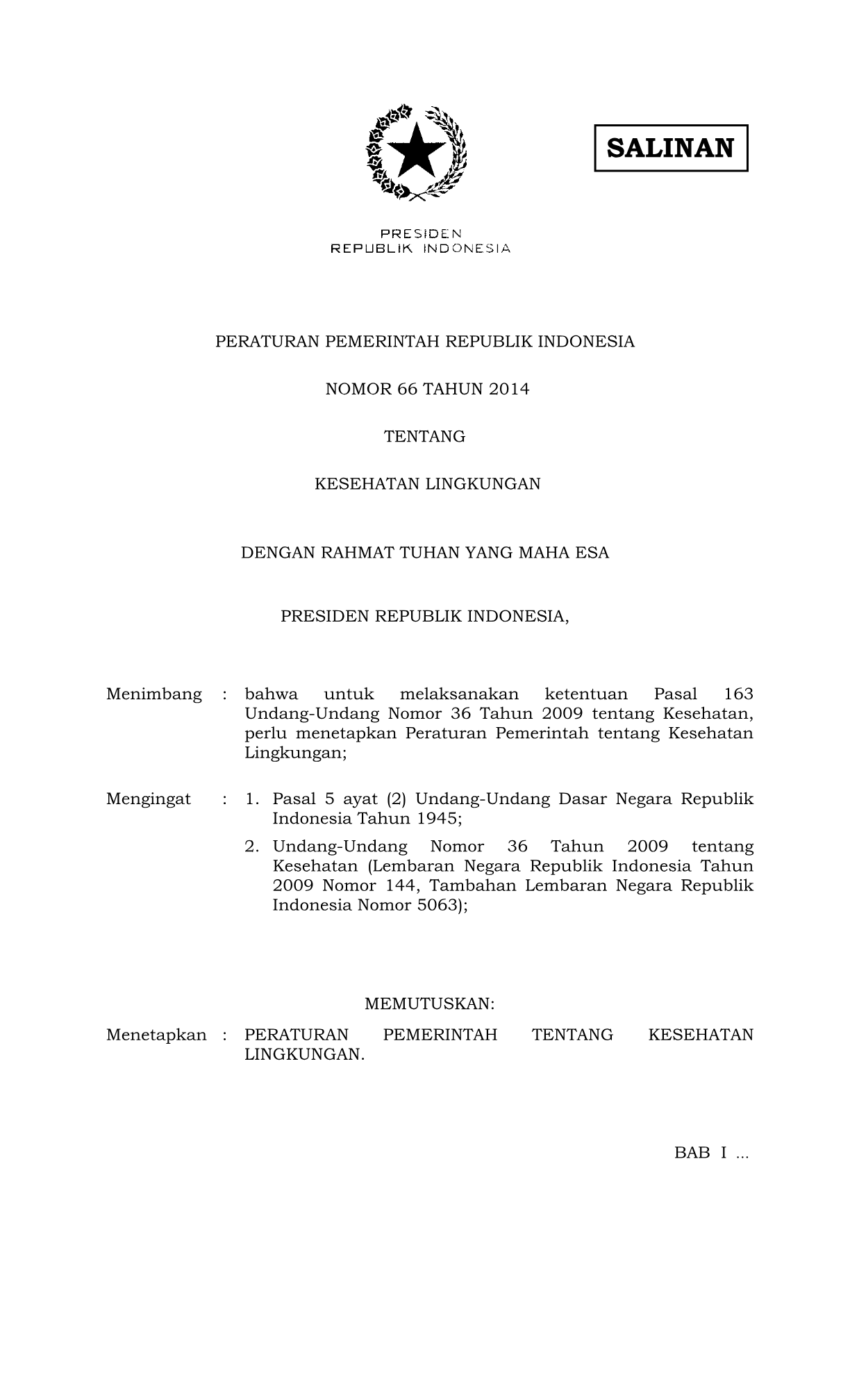 Peraturan Pemerintah Nomor 66 Tahun 2014