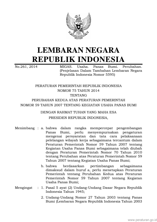 Peraturan Pemerintah Nomor 75 Tahun 2014