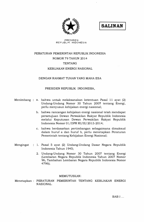 Peraturan Pemerintah Nomor 79 Tahun 2014