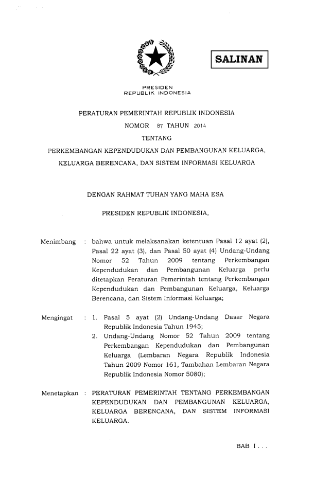 Peraturan Pemerintah Nomor 87 Tahun 2014