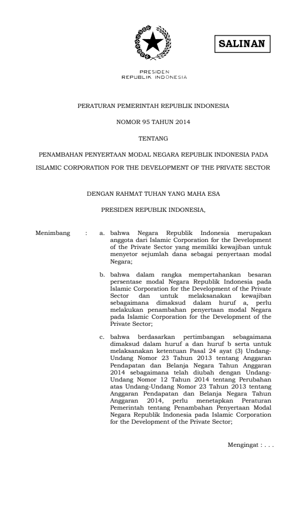 Peraturan Pemerintah Nomor 95 Tahun 2014