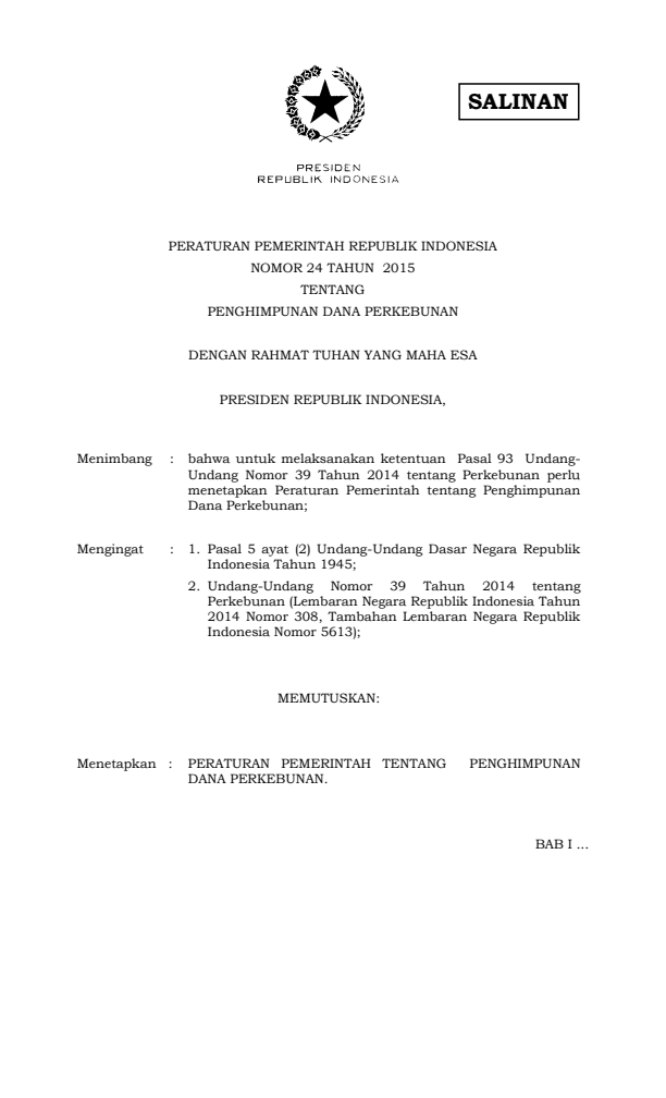 Peraturan Pemerintah Nomor 24 Tahun 2015