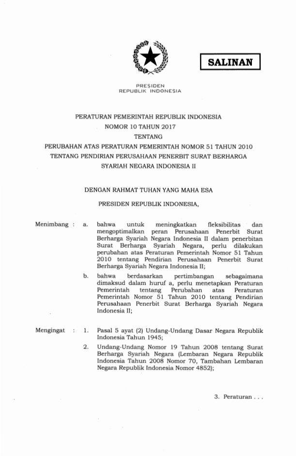 Peraturan Pemerintah Nomor 10 Tahun 2017