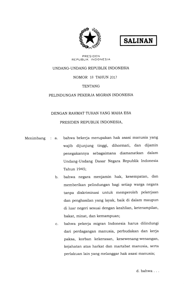 Peraturan Pemerintah Nomor 18 Tahun 2017