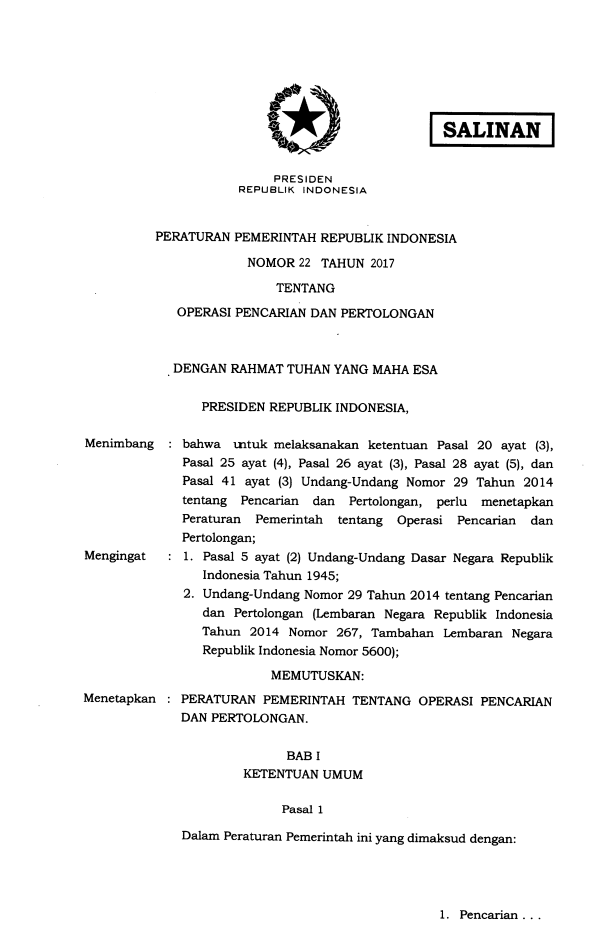 Peraturan Pemerintah Nomor 22 Tahun 2017