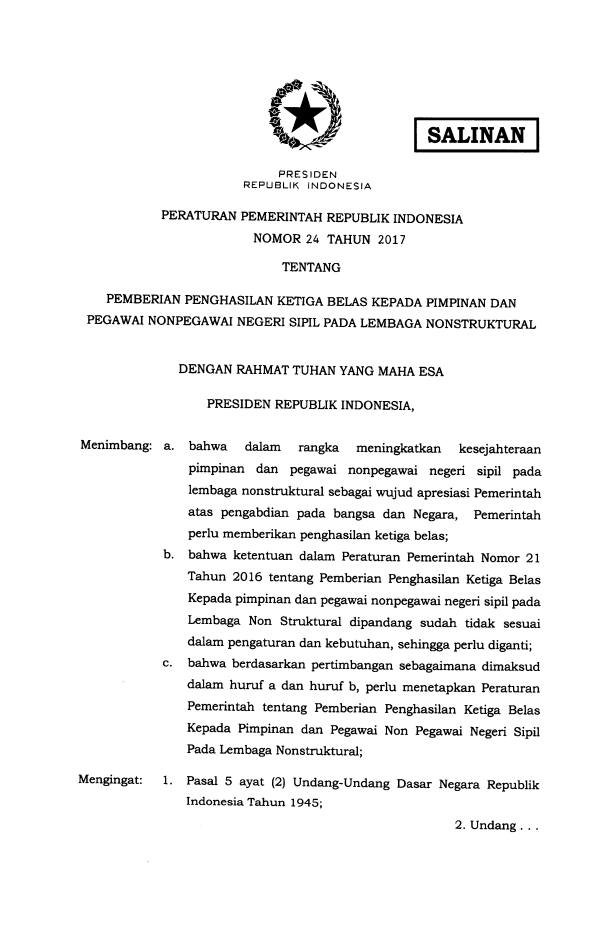 Peraturan Pemerintah Nomor 24 Tahun 2017