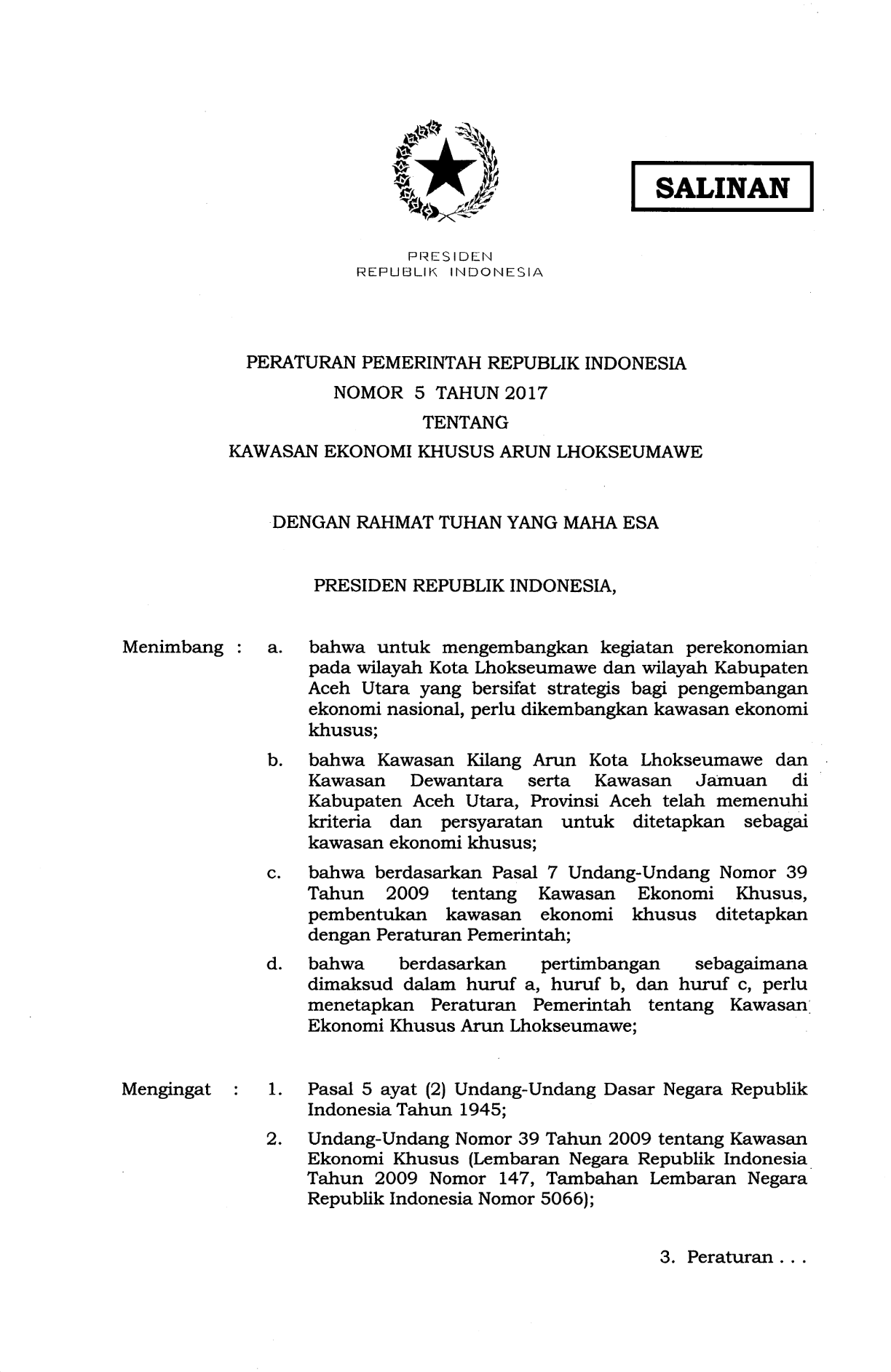 Peraturan Pemerintah Nomor 5 Tahun 2017