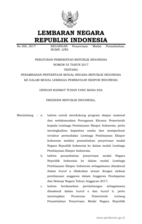 Peraturan Pemerintah Nomor 55 Tahun 2017