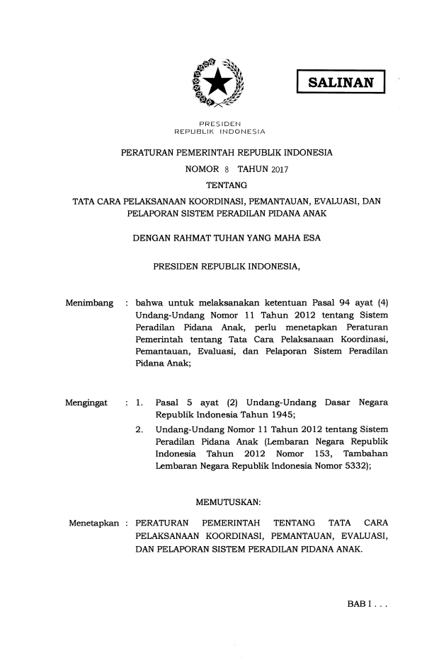 Peraturan Pemerintah Nomor 8 Tahun 2017