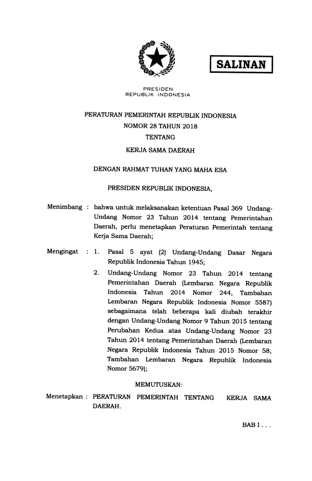 Peraturan Pemerintah Nomor 28 Tahun 2018