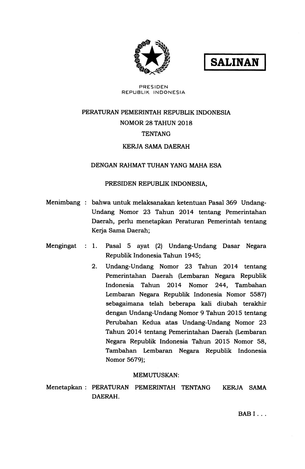 Peraturan Pemerintah Nomor 28 Tahun 2018