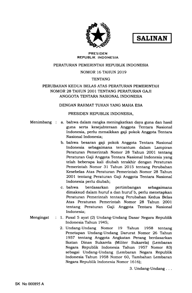 Peraturan Pemerintah Nomor 16 Tahun 2019