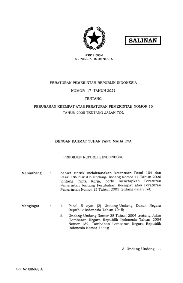 Peraturan Pemerintah Nomor 17 Tahun 2021