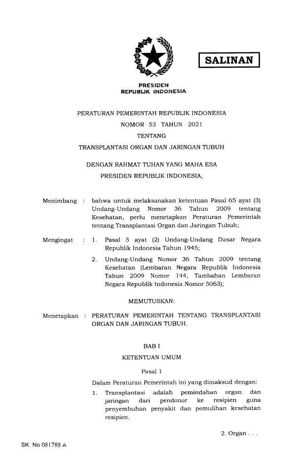 Peraturan Pemerintah Nomor 53 Tahun 2021