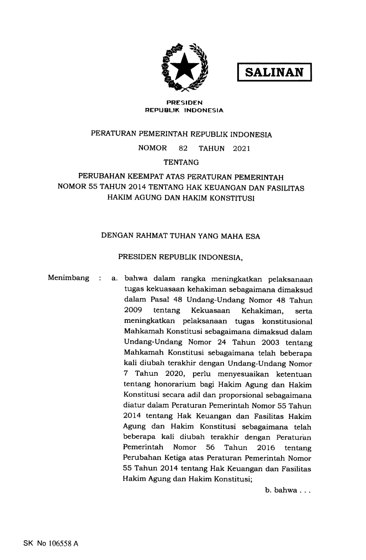 Peraturan Pemerintah Nomor 82 Tahun 2021