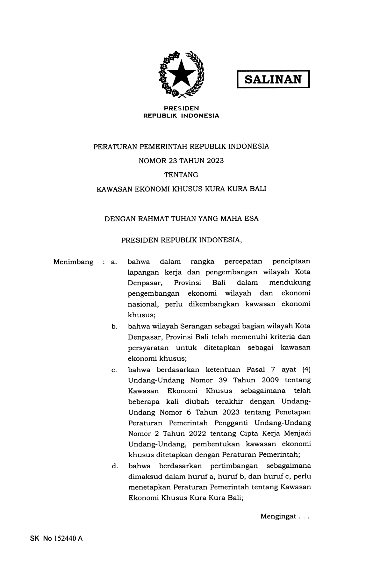 Peraturan Pemerintah Nomor 23 Tahun 2023