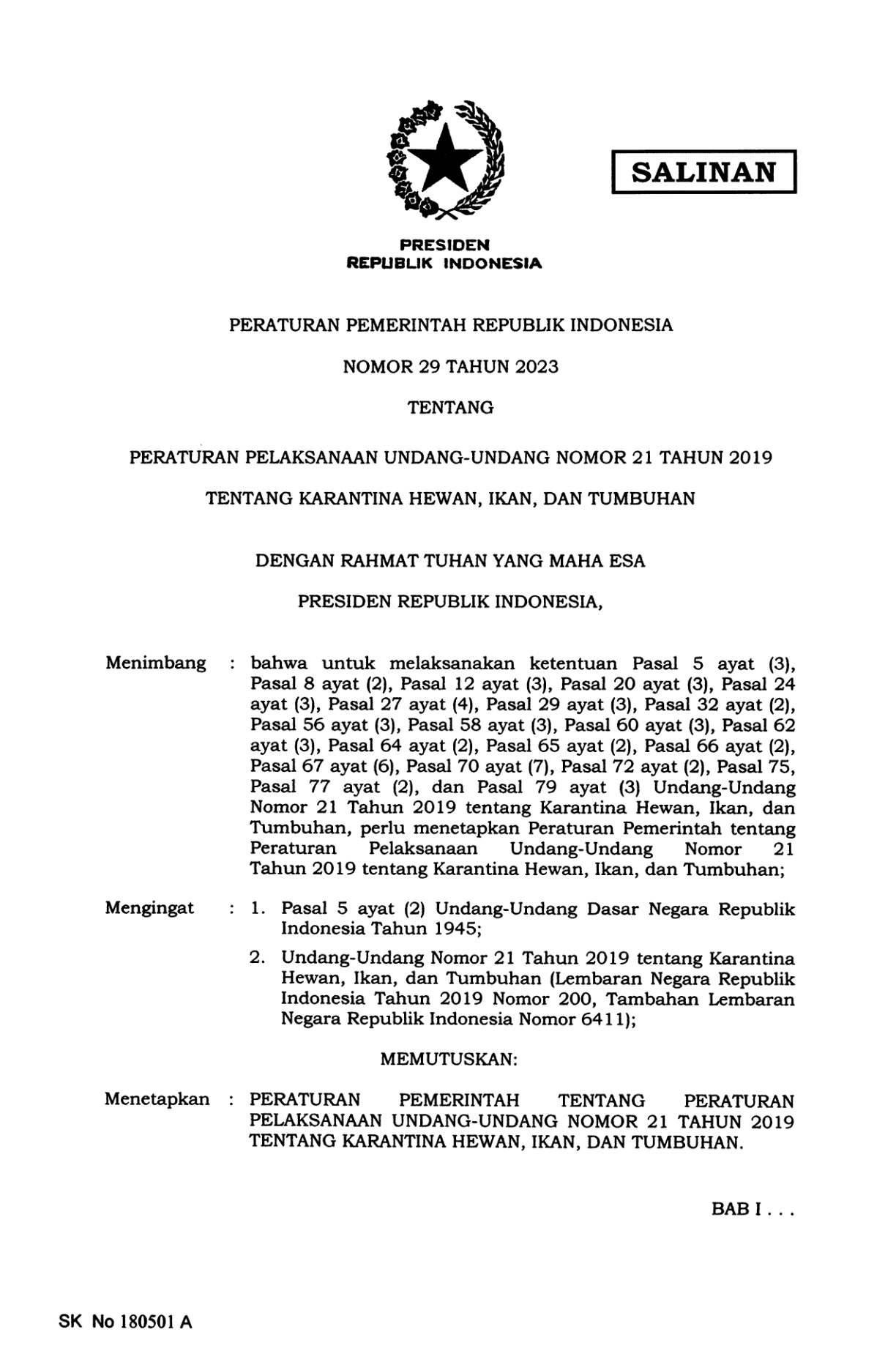 Peraturan Pemerintah Nomor 29 Tahun 2023