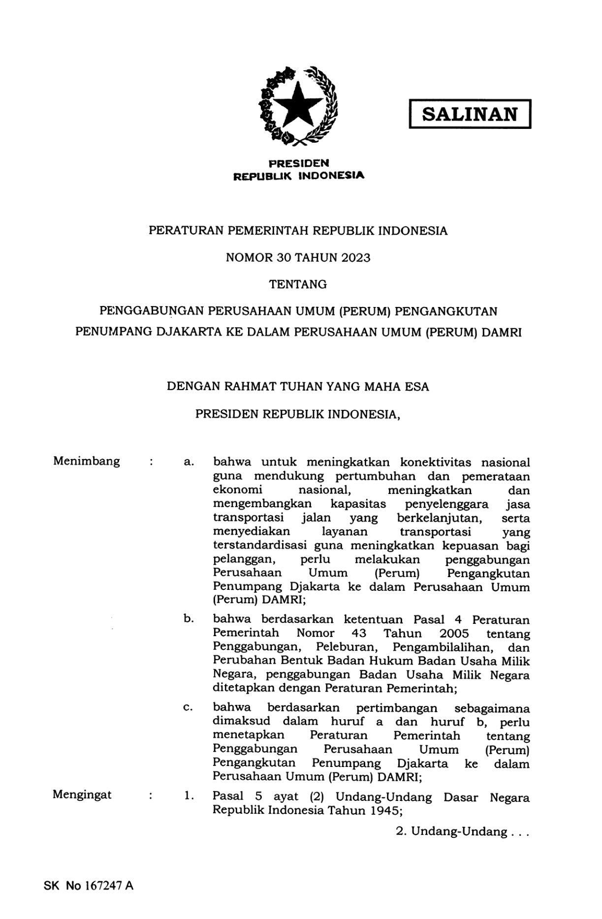 Peraturan Pemerintah Nomor 30 Tahun 2023