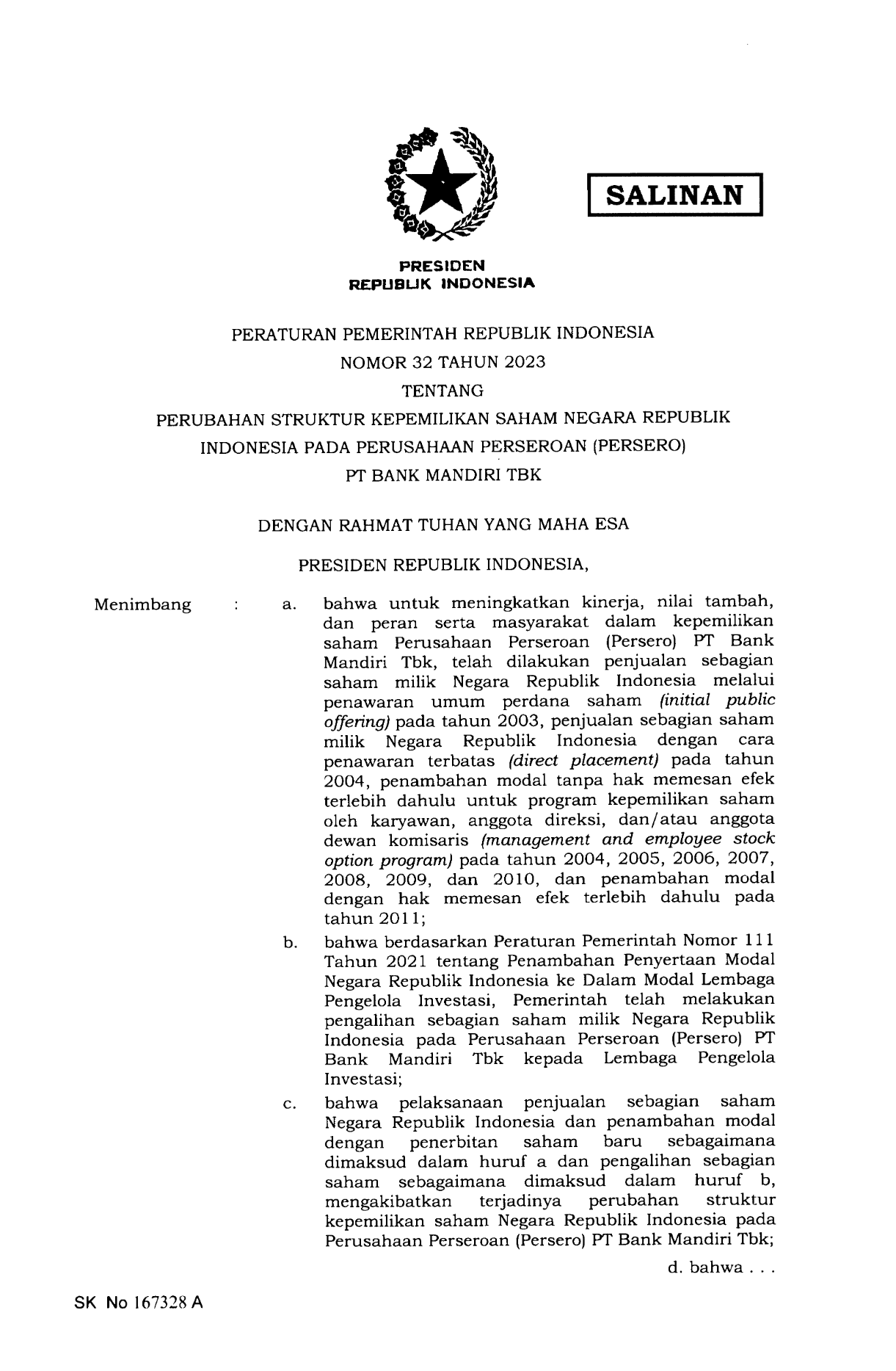 Peraturan Pemerintah Nomor 32 Tahun 2023