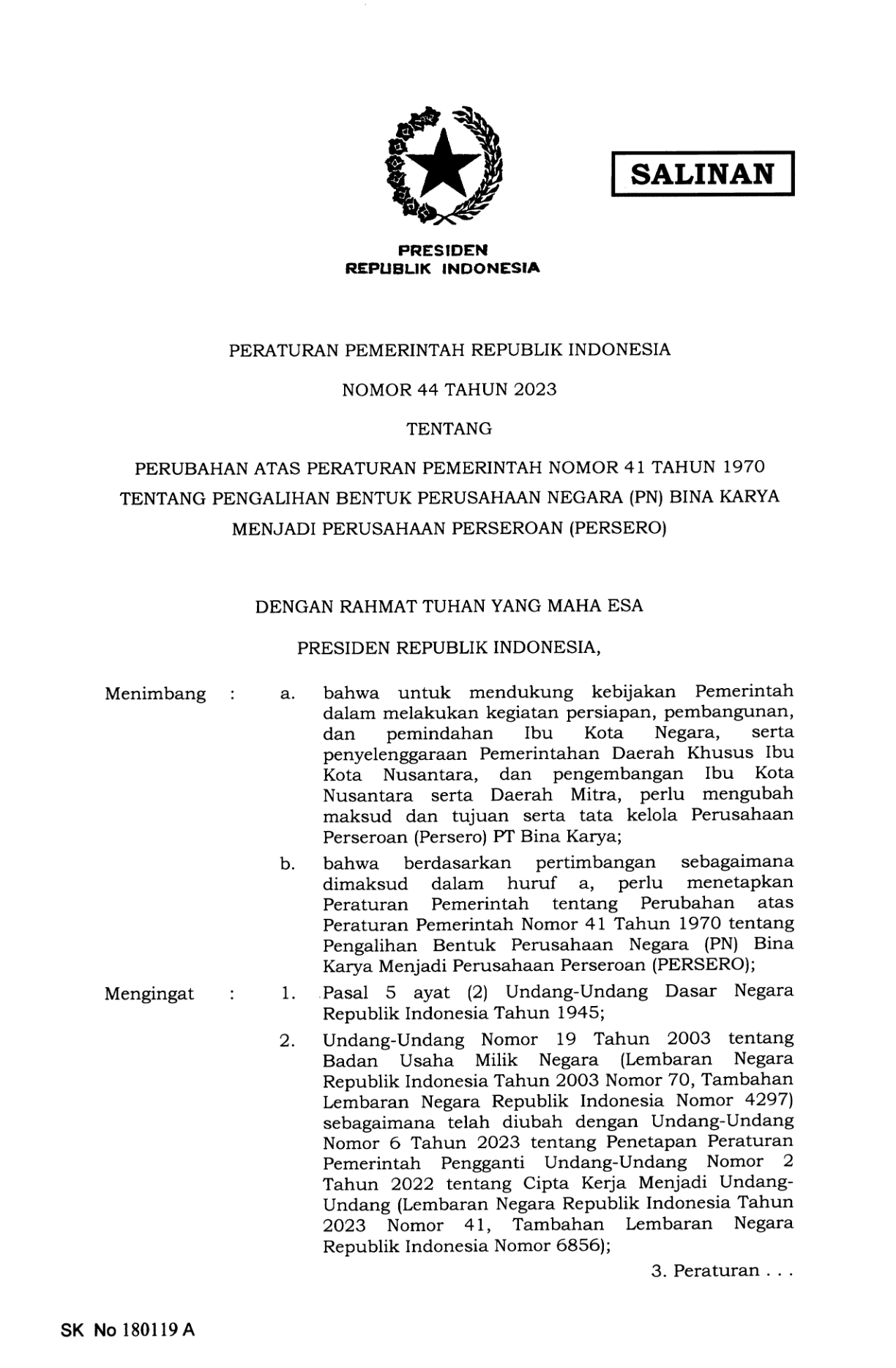 Peraturan Pemerintah Nomor 44 Tahun 2023