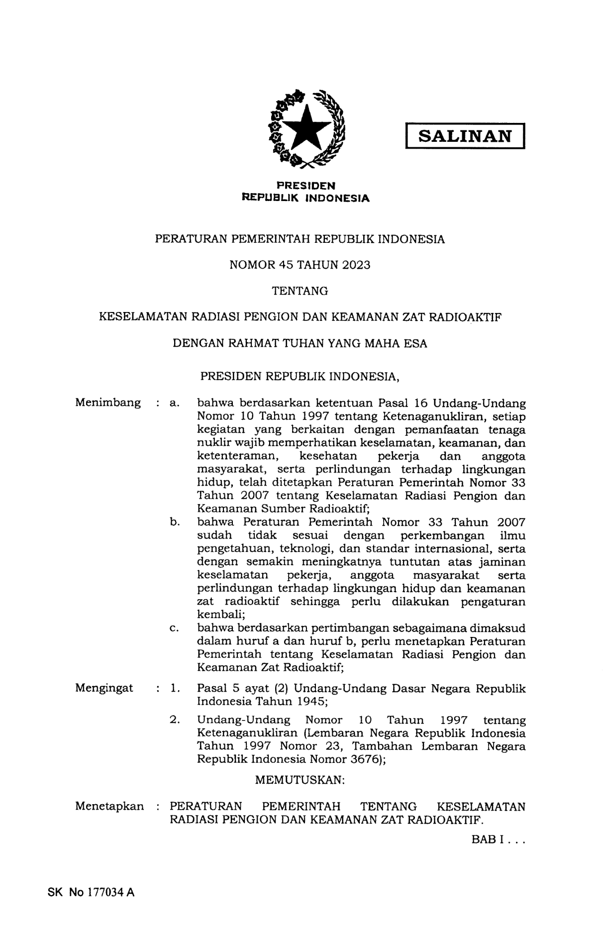 Peraturan Pemerintah Nomor 45 Tahun 2023