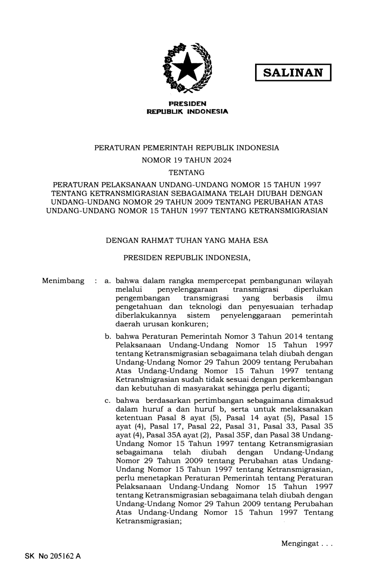 Peraturan Pemerintah Nomor 19 Tahun 2024