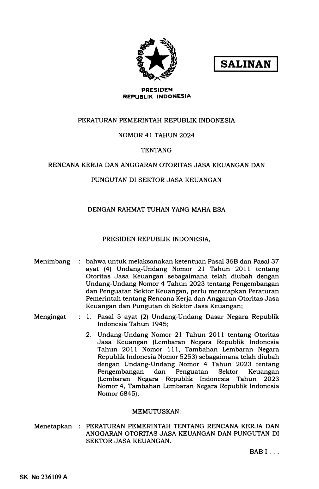 Peraturan Pemerintah Nomor 41 Tahun 2024