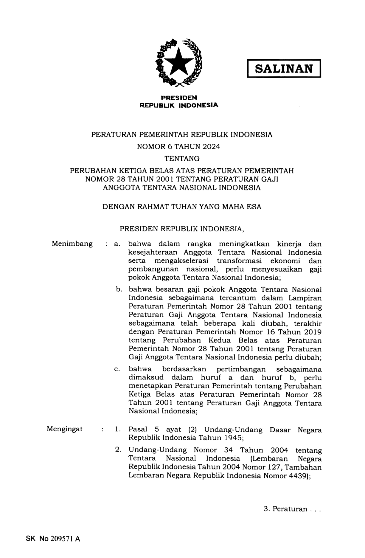 Peraturan Pemerintah Nomor 6 Tahun 2024