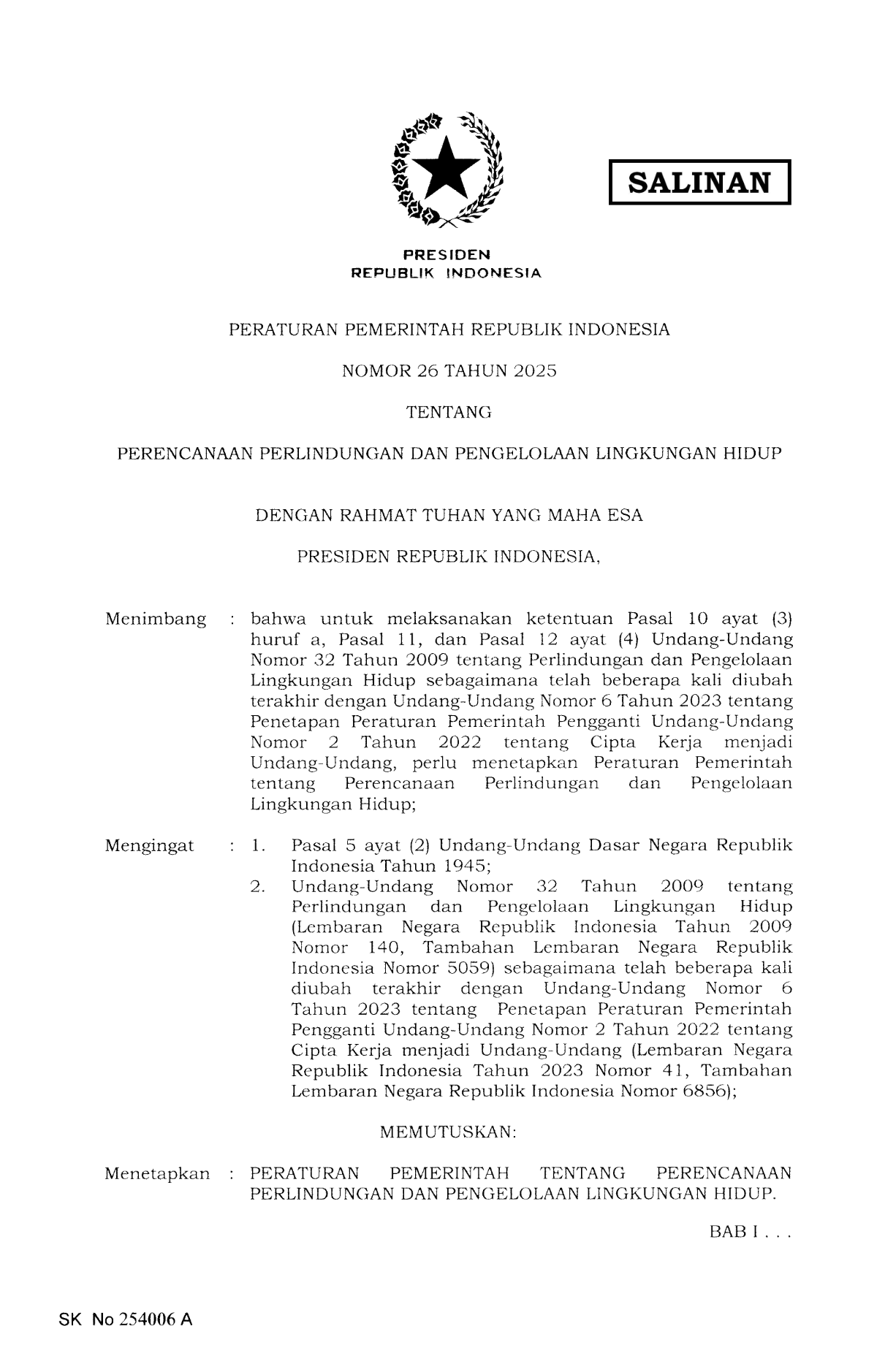 Peraturan Pemerintah Nomor 26 Tahun 2025