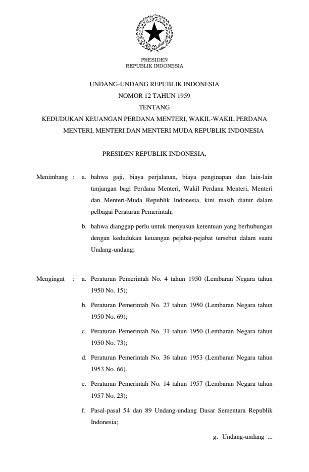 Undang-Undang Nomor 12 Tahun 1959