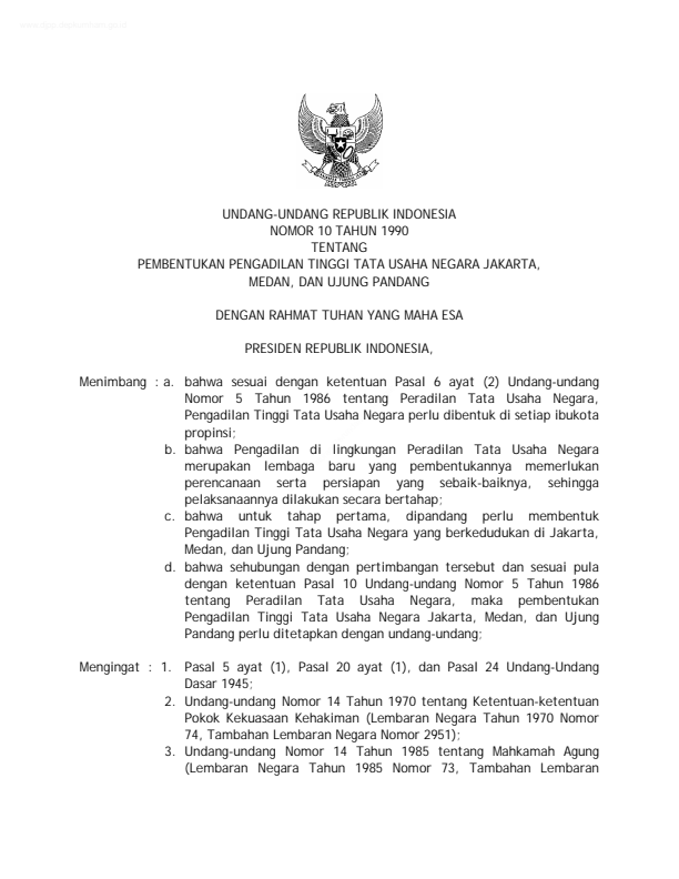 Undang-Undang Nomor 10 Tahun 1990