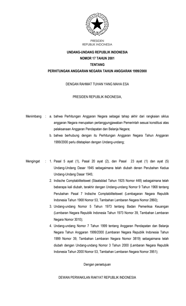 Undang-Undang Nomor 17 Tahun 2001