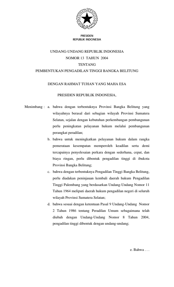 Undang-Undang Nomor 13 Tahun 2004